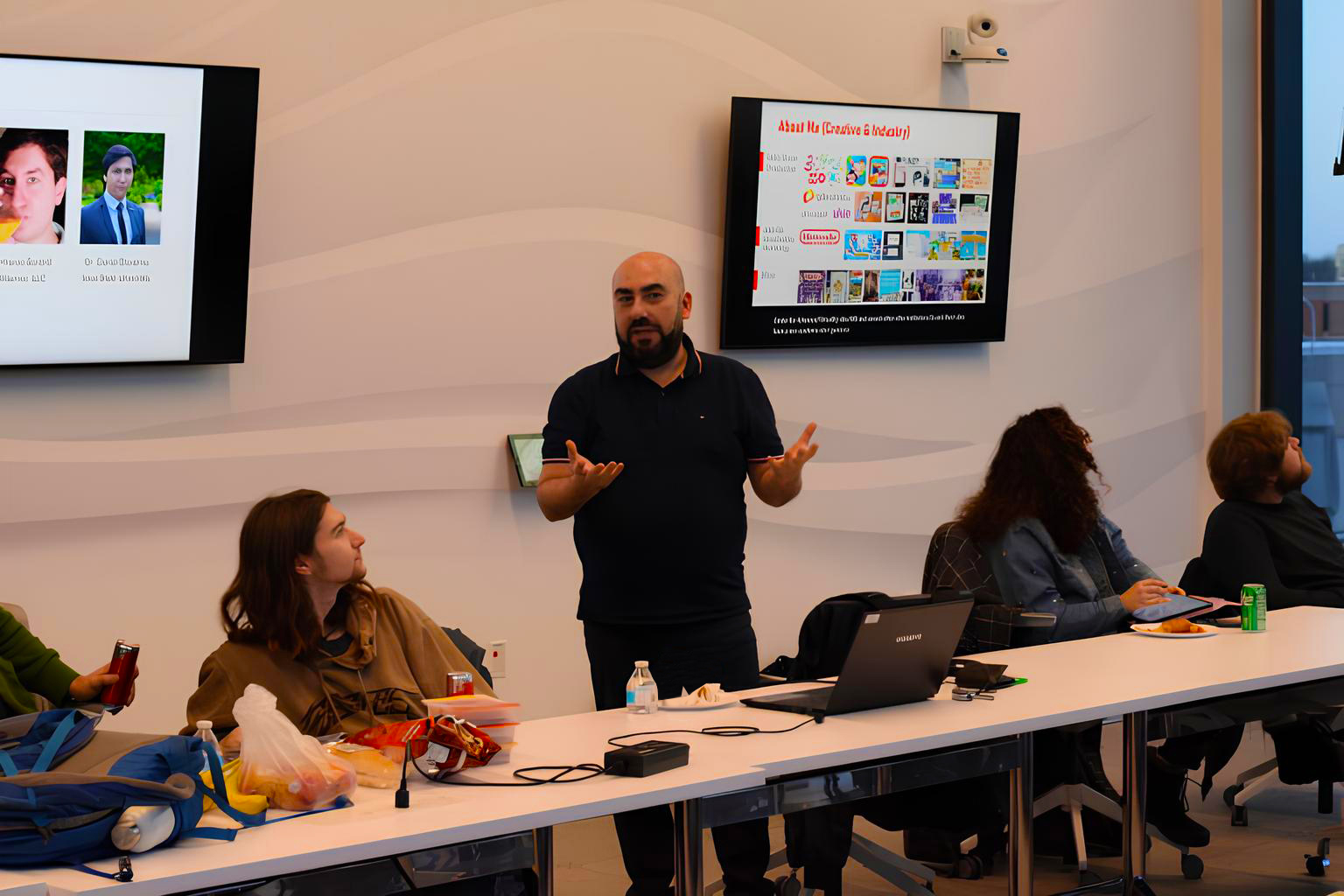 Dr. Şengün giving an invited lecture in Iowa State University about game design.